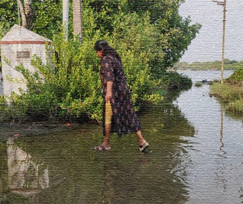 വേലിയേറ്റമളക്കുന്ന കൊച്ചി തീരത്തെ സ്ത്രീകൾ